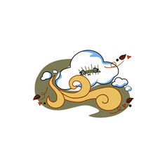 Cloud doodle represents windy season.
