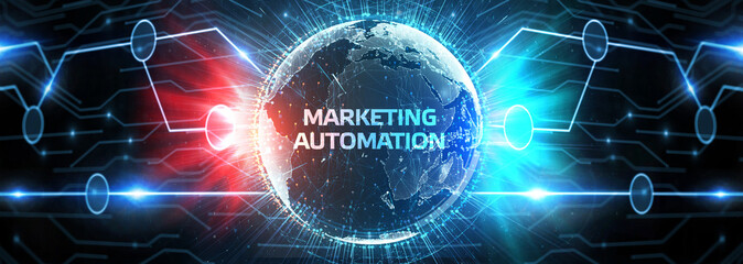 Planning marketing strategy. Business, Technology, Internet and network concept.  The word: Marketing automation
