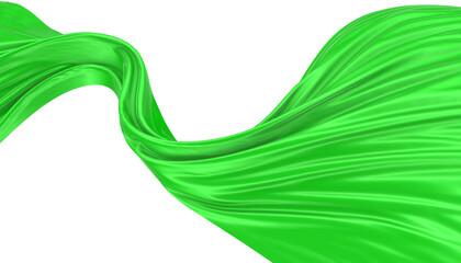 Abstract background of green wavy silk or satin. 3d rendering image.