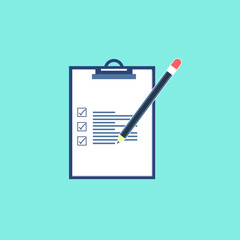 Half filled report, business document with a pen EPS Vector