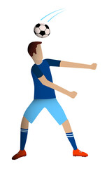 footballer, man is playing soccer. Ball unexpectedly hit the player in head. Injury during the competition. Team sports. Isolated vector in flat style