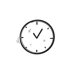 hand drawn Time and clock vector linear icons.Time management. Timer, speed, alarm, time management, calendar symbol illustration vector. doodle © Gwens graphic studio