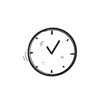 hand drawn Time and clock vector linear icons.Time management. Timer, speed, alarm, time management, calendar symbol illustration vector. doodle
