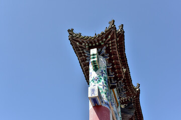 Ancient Chinese temple buildings in Dagushan, Donggang City, Liaoning Province, China
