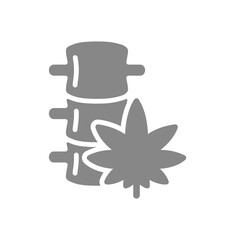 Human spine with marijuana grey icon. Anesthesia symbol