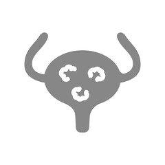 Human urinary bladder with tumors gray icon. Bladder cancer symbol