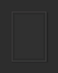 Vector Dark black Gallery Frame, Mock up black grey frame screen template with blank cover, Rectangle frame on dark tone background