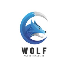 Naklejka premium Vector Logo Illustration Wolf Gradient Colorful Style.