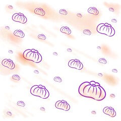 Pumpkins and colored stains from watercolors on a white background. Digital illustration.