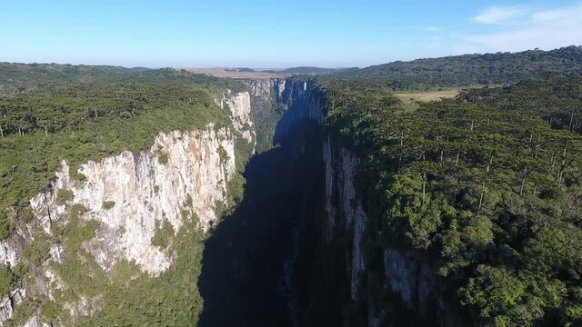 Above Canyons, aerial scene, south of brazil. Itaimbezinho, Cambar&aacute; do sul.