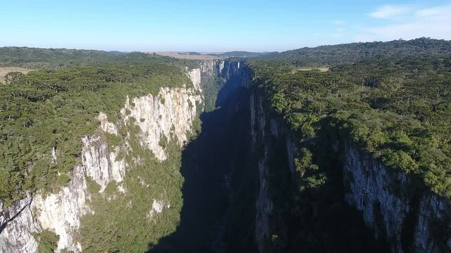 Above Canyons in aerial scene, Itaimbezinho, Brazil.