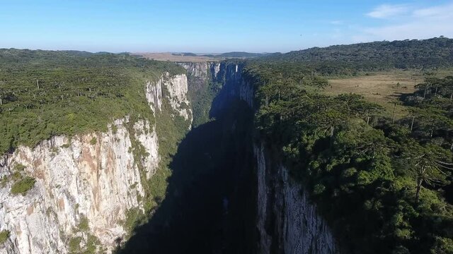 Above the Canyons, aerial scene, south of brazil. Itaimbezinho, Cambar&aacute; do sul.