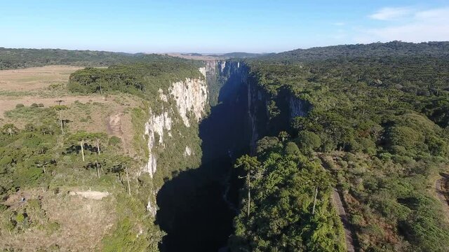 Wonderful canyon from high altitude. Canyon Itaimbezinho, Cambara do sul, Brazil.
