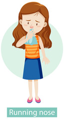 Cartoon character with running nose symptoms
