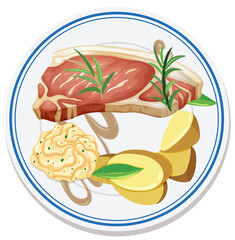 Aerial view of food on plate