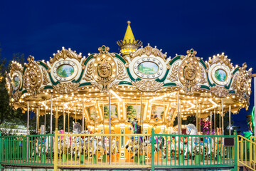 A merry-go-round at an amusement park