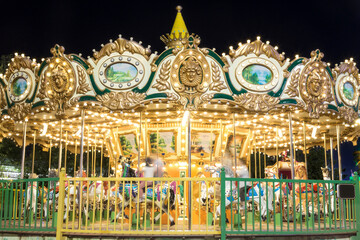 A merry-go-round at an amusement park