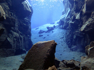 Rock in the Cathedral section of Silfra, Iceland
