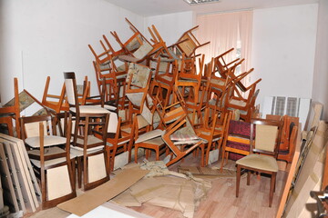 chair, table, chairs, cafe, restaurant, furniture, wooden, wood, interior, tables, empty, room, dining, seat, outdoor, home, nobody, dinner, outdoors, bar, design, indoors, white, bistro