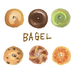 いろんなベーグルのイラスト