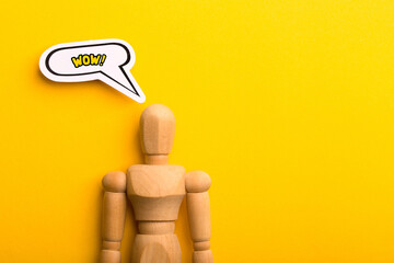 Wow Concept Isolated On Yellow Background