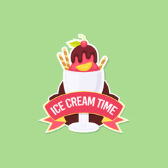 Vector stylish ice cream sticker.