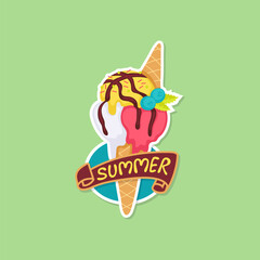 Ice cream sticker or icon vector.