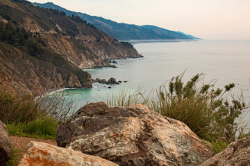 View of California coastline from a rocky cliff