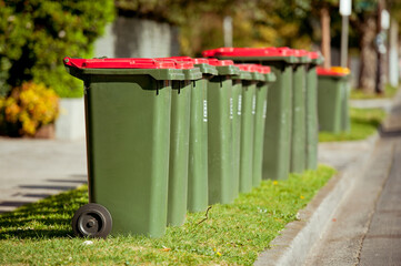Recycling bin stands outdoor. Australia, Melbourne. © Olha