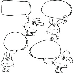 vector cartoon rabbit with speech bubble