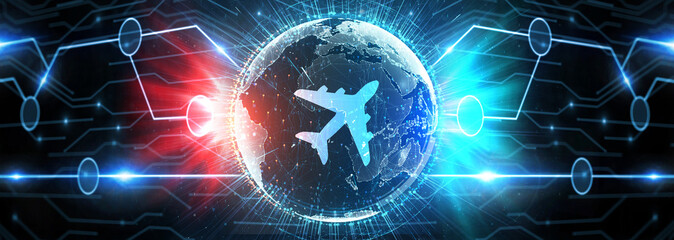 Business, Technology, Internet and network concept. Travel transportation concept with planes.