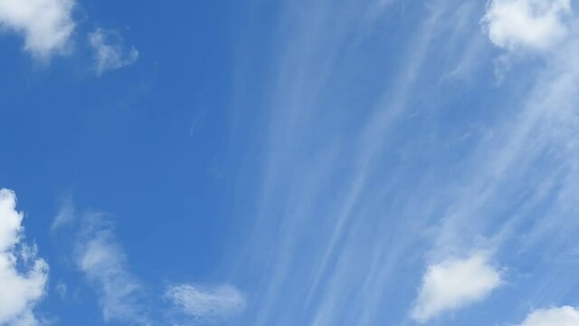 雲は下へ。清々しいです。様々な雲が織りなす空模様。背景素材。タイムラプス動画