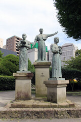 Obraz premium Statue of Francis Xavier, Yajiro or Angelo, and Bernardo of Kagoshima