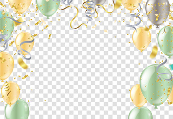 Celebration party banner with Gold balloons background. Vector illustration.