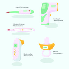 thermometer types collection flat design