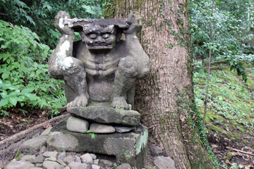 Fototapeta na wymiar Japanese oni statue around Terukuni Jinja Shrine in Kagoshima.
