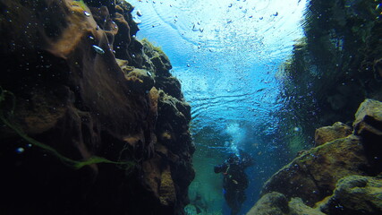 Davisgao freshwater crack ravine diving Iceland