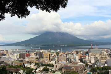 Sakurajima of Kagoshima, view from Mount Shiroyama in daytime