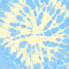 Faded worn tie dye texture wallpaper in blue and yellow. Tie-dye backdrop background.
