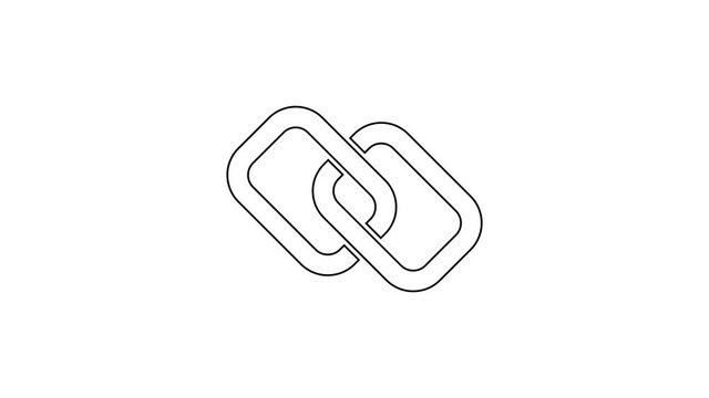 Black line Chain link icon isolated on white background. Link single. Hyperlink chain symbol. 4K Video motion graphic animation.