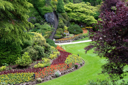 Butchart garden greenery in Victoria, British Columbia, Canada