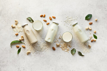 Plant based vegan milk - obrazy, fototapety, plakaty
