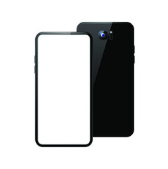 Realistic Black Detailed Smartphone Mockup Background . Isolated Vector Elements