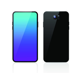 Realistic Black Detailed Smartphone Mockup Background . Isolated Vector Elements