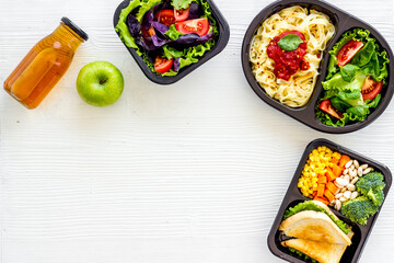 Restaurant food delivery. Take away lunch in boxes
