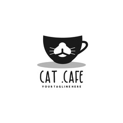 Creative cat cafe logo design