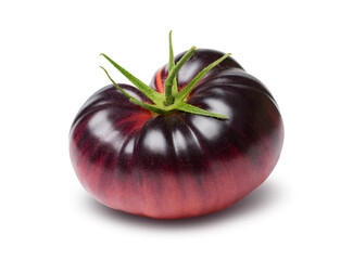 Blue beef tomato on a white background. Fresh purple tomato, isolated on white background, with clipping path.