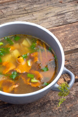 soup with chanterelles and herbs