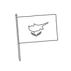 Cyprus flag vector, outline illustration. Vector black and white Cyprus flag.