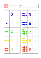 Mathematics exercises. Educational page with mathematical numbers for children.